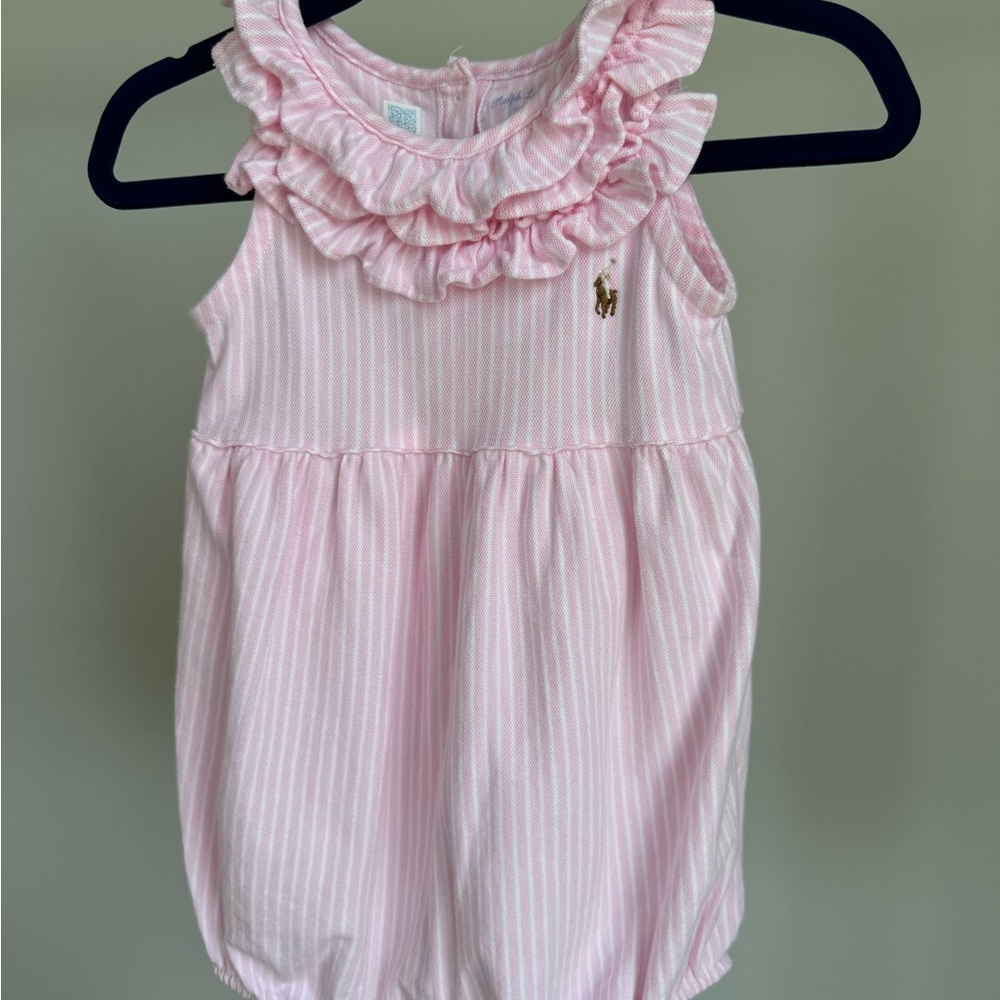 Ralph Lauren Pink Striped Baby Romper